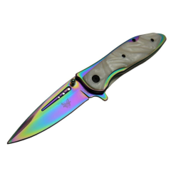 Benchmade Çakı Rainbow Gökkuşağı Sedefli Klipsli Metal Çakı