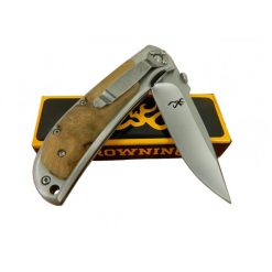 Alternative view of Browning Çakı Ahşap Parlak Geyik Damgalı Klipsli Çakı - 338