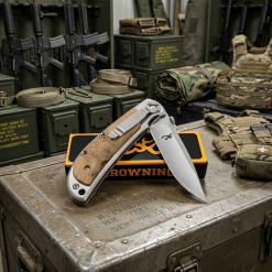 Browning Çakı Ahşap Parlak Geyik Çakı Klipsli Çakı Edc Çakı - 338