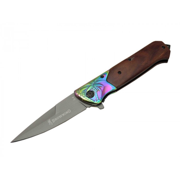 Browning Çakı Rainbow Gökkuşağı Desenli Çakı Sivri İçten Kilitli Klipsli