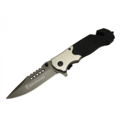 Browning Çakı G10 Tırtıklı Çakı İçten Kilitli Klipsli Cam Kırma Aparatlı