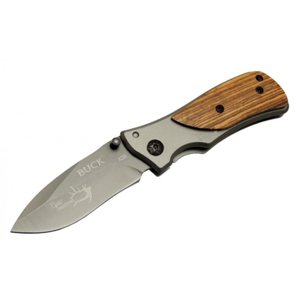 Buck Family Klipsli Cep Çakısı Ahşap Kabzeli x35