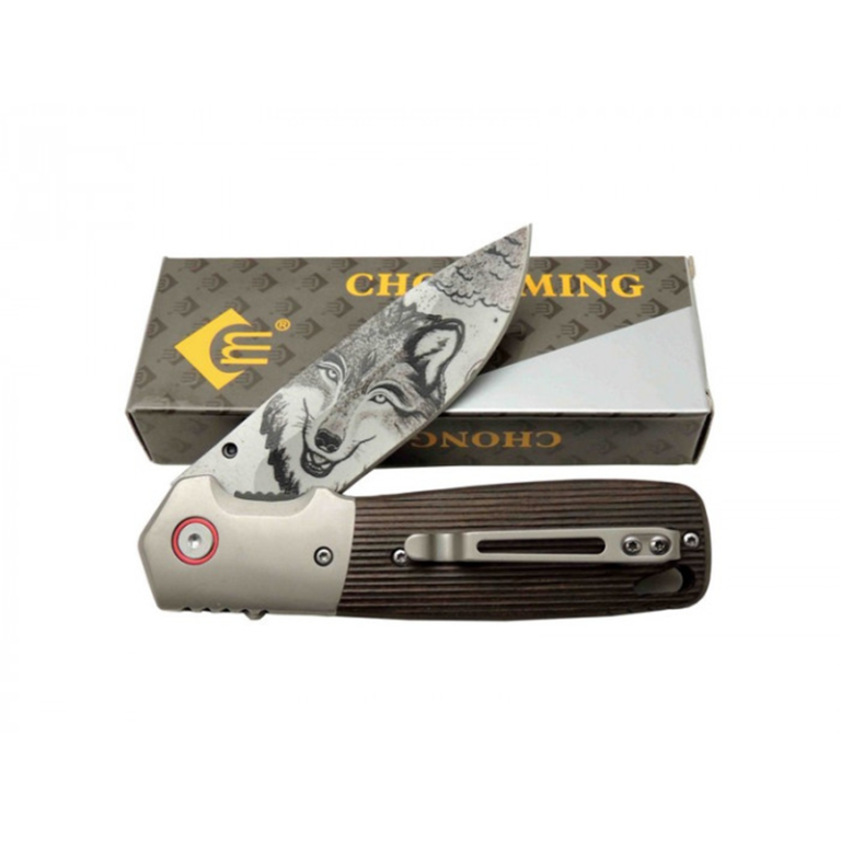 Chongming Çakı Kurt İşlemeli Desenli Kurt Çakı - CM124 - Görsel 2