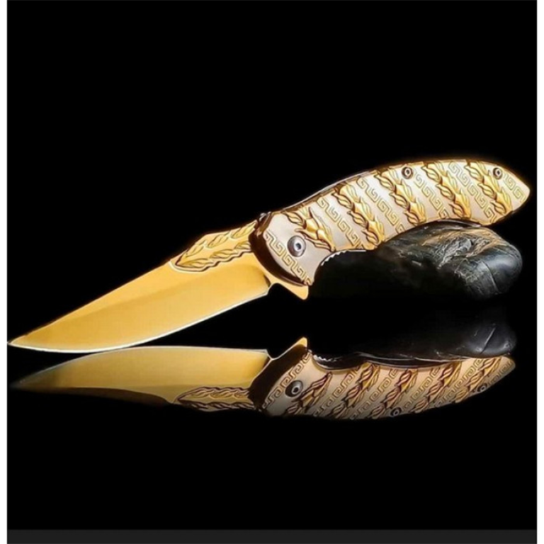 Chongming Metal Snake Çakı Gold Altın Ejderha Yılanlı -  HC021 - Görsel 3