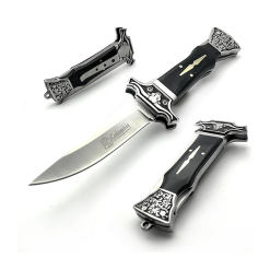 Columbia Abanoz Ağacı Kabzalı Öküzbaş Çakı İşlemeli El Korumalı Sırttan Kilitli Çakı MA123-B