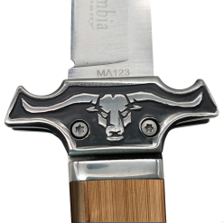 Columbia Ahşap Kabzalı Öküzbaş Çakı İşlemeli El Korumalı Sırttan Kilitli Çakı MA123-C