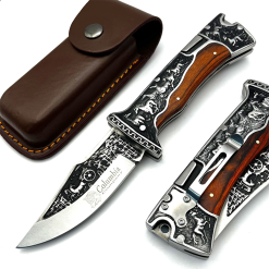 Columbia Baba Çakı Gravür İşlemeli At Desenli Atlı Av Bıçak Çakısı - A3189