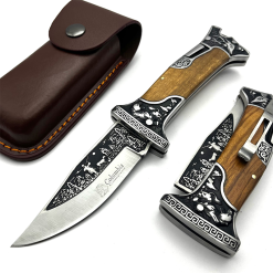 Columbia Baba Çakı Gravür İşlemeli Desenli Geyikli Av Bıçak Çakı - A-3188