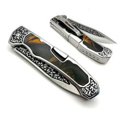 Alternative view of Columbia Sedef Kabzalı Desenli Çakı İşlemeli Sırttan Kilitli Çakı A-3154-C