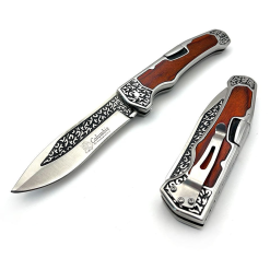 Alternative view of Columbia Zeytin Ağacı Kabzalı Desenli Çakı İşlemeli Sırttan Kilitli Çakı 21 cm B-3154-D