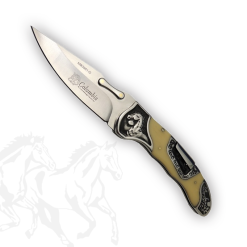 Columbia Mustang Sedef Kabzalı At Gravür Desenli Çakı İşlemeli Sırttan Kilitli Çakı MB-3951-D