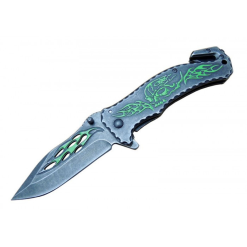 Lanmark Çakı Yeşil Kuru Kafa Desenli Çakı - YZ70