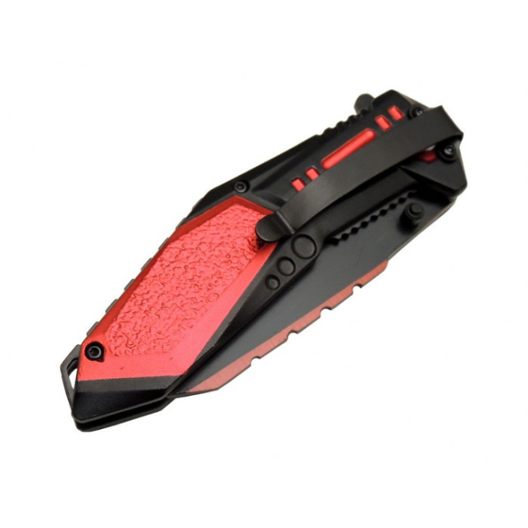 Mtech Testereli Model İçten Kilitli Testereli Kırmızı Desenli Çakı - 21 cm - Görsel 2