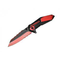 Mtech Testereli Model İçten Kilitli Testereli Kırmızı Desenli Çakı - 21 cm