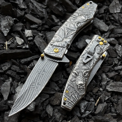 Alternative view of Columbia Metal Kurt Gold Altın İşlemeli Gravürlü Baskılı Patili Çakı Fxt-3105-B