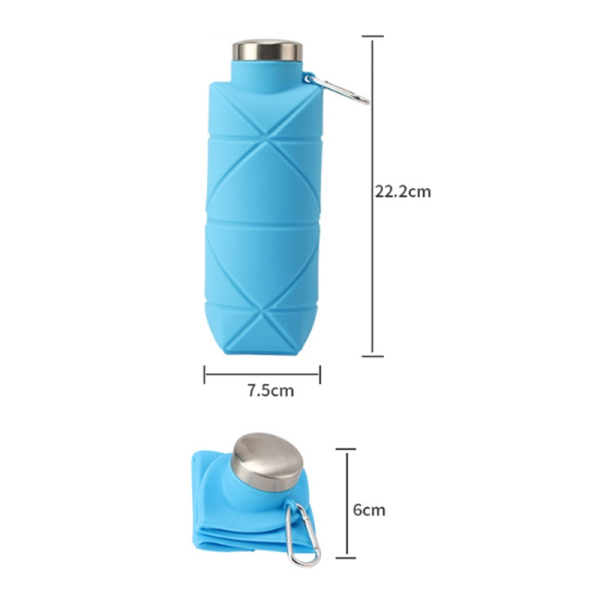Katlanabilir 700 ml Silikon Matara Mavi Renk