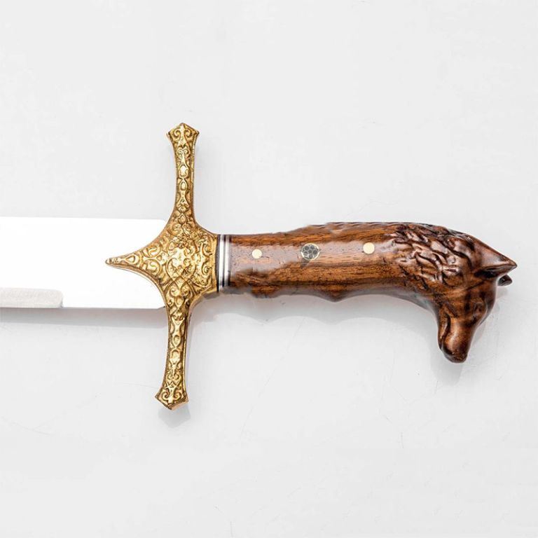 Kurt Başlı Fatih Sultan Kılıcı Pirinç İşlemeli - Görsel 2