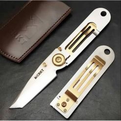 Alternative view of Crkt Çakı K.İ.S.S Polat Alemdar Çakısı Gold Altın Deri Kılıflı