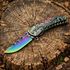 Alternative view of Aln Master Çakı Ejder Çakı Ejder Gravürlü İşlemeli Outdoor Kamp Çakısı Gold - YST6060