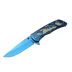 Alternative view of Geyik Gravürlü İşlemeli Mavi Çakı Gold Çakı