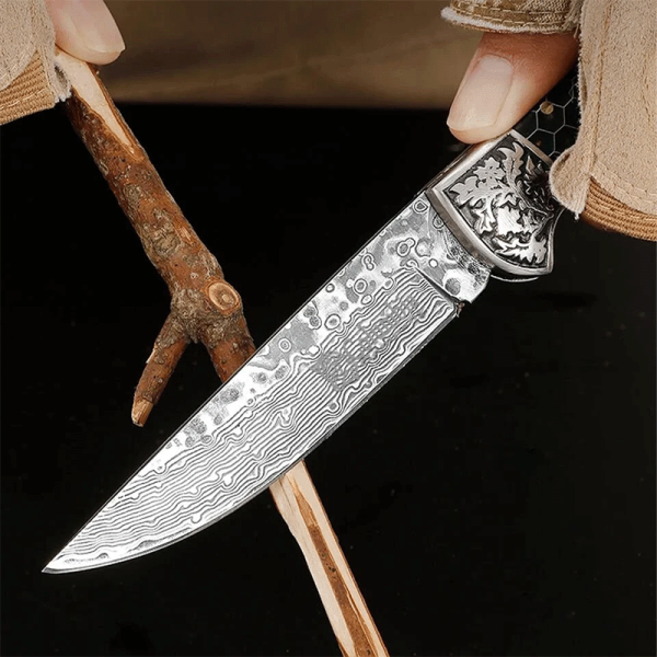 Columbia Damascus Çakı Bal Petek Desenli Şam Çeliği Çakı - Görsel 3