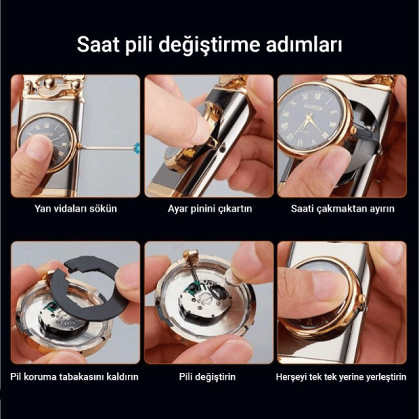 Kişiye Özel İsimli Çift Alevli Saatli Çakmak - Görsel 4