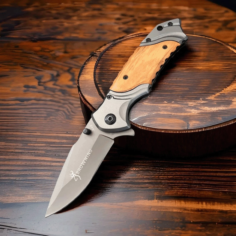 Browning Çakı Ahşap Metal Kabze Kamp Doğa Çakısı - Görsel 6