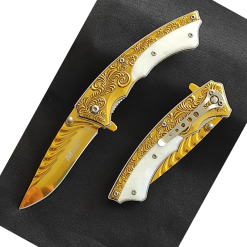 Sibirya İşlemeli Gold Rainbow Cep Çakısı Sedef Kabzeli Çakı