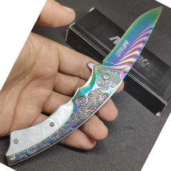 Alternative view of Sibirya İşlemeli Gold Rainbow Cep Çakısı Sedef Kabzeli Çakı