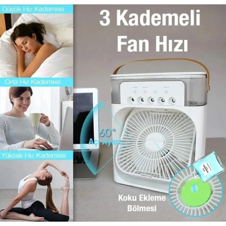 Pervaneli Ultrasonik Hava Nemlendirici Buhar Makinası Bebek Çocuk Odaları Için Fanlı - Görsel 6