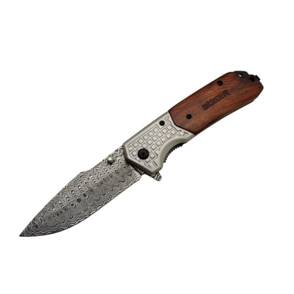 Browning Çakı Ahşap Damascus Desenli Çakı Outdoor Çakı