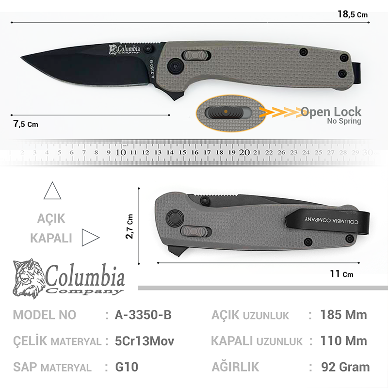 Columbia Çakı Treminus Çakı Kamp Çakısı Outdoor Çakı - 3350 - Görsel 12