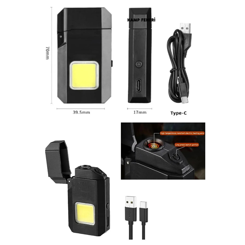 Fenerli Çakmak Izgaralı Çakmak Usb Şarjlı Çakmak Mutli Çakmak - Görsel 5