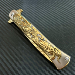 Alternative view of Browning Black Titanyum Kaplama Ejderha İşlemeli Kamp Çakısı Gold -21 cm