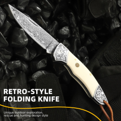 Alternative view of Sibirya Çakı Damascus Çakı Şam Çeliği Çakı Sedef Kabzalı Damascus Çakı - S-2219