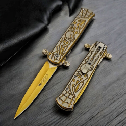 Sibirya Çakı Kuru Kafalı Çakı Kamp Çakısı İskelet Çakı Gold Rainbow Kamp Çakısı EDC Çakı - S-2079