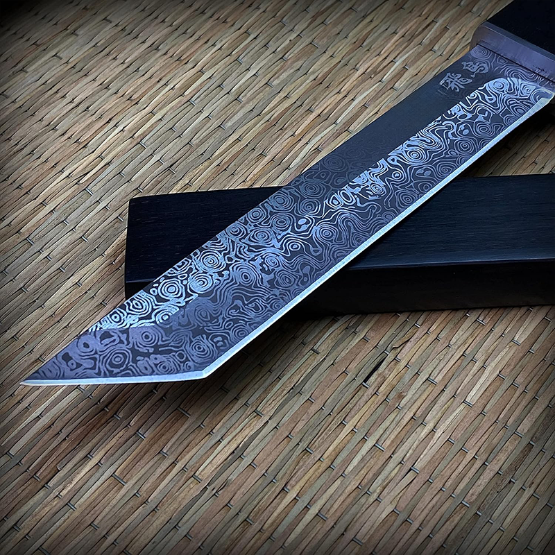 Katsuro Asuka Japon Damascus Tanto Bıçak Madsabre Bıçak Şam Çeliği VG10 Çelik Şam Çeliği - BH914 - Görsel 7