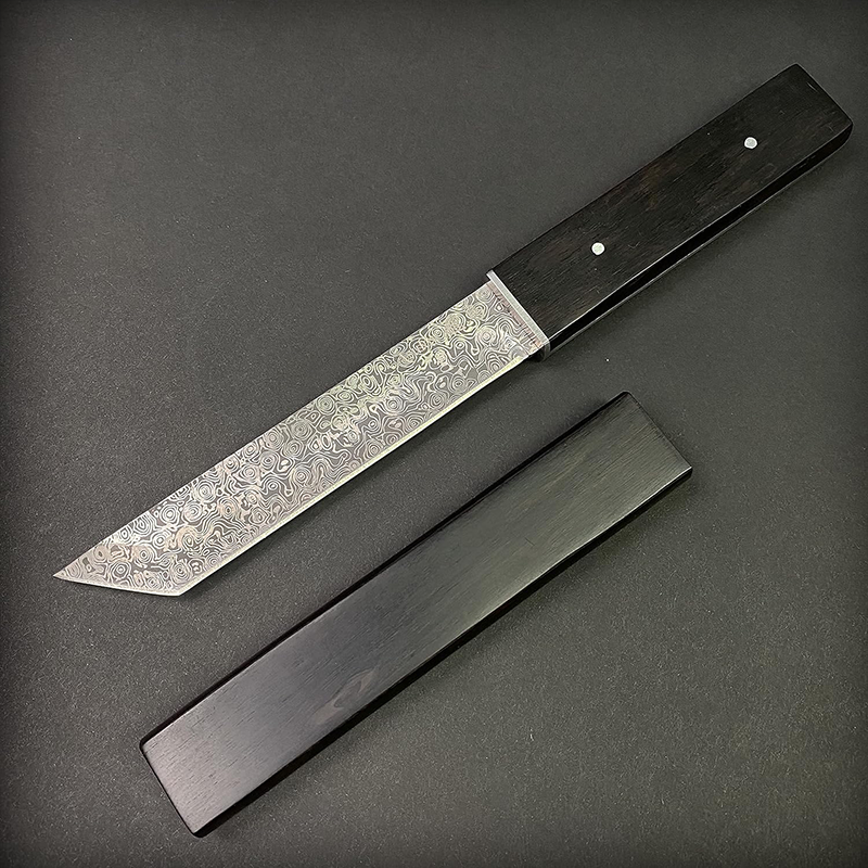Katsuro Asuka Japon Damascus Tanto Bıçak Madsabre Bıçak Şam Çeliği VG10 Çelik Şam Çeliği - BH914 - Görsel 6