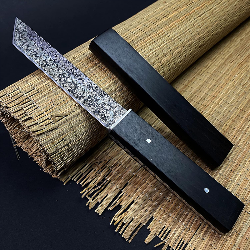 Katsuro Asuka Japon Damascus Tanto Bıçak Madsabre Bıçak Şam Çeliği VG10 Çelik Şam Çeliği - BH914 - Görsel 2