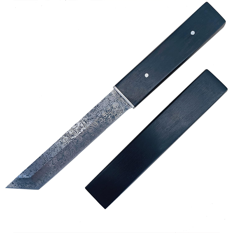 Katsuro Asuka Japon Damascus Tanto Bıçak Madsabre Bıçak Şam Çeliği VG10 Çelik Şam Çeliği - BH914 - Görsel 4