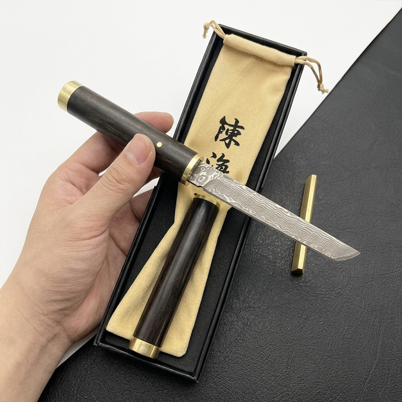 Katsuro Bıçak Japon Ruyi Jingu Bang Tanto Bıçak Damascus Av Bıçak Pirinç Uçlu - BH9186