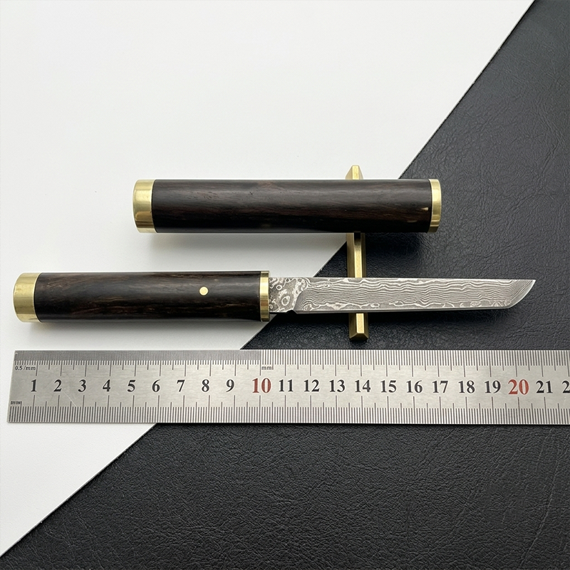 Katsuro Bıçak Japon Ruyi Jingu Bang Tanto Bıçak Damascus Av Bıçak Pirinç Uçlu - BH9186 - Görsel 2