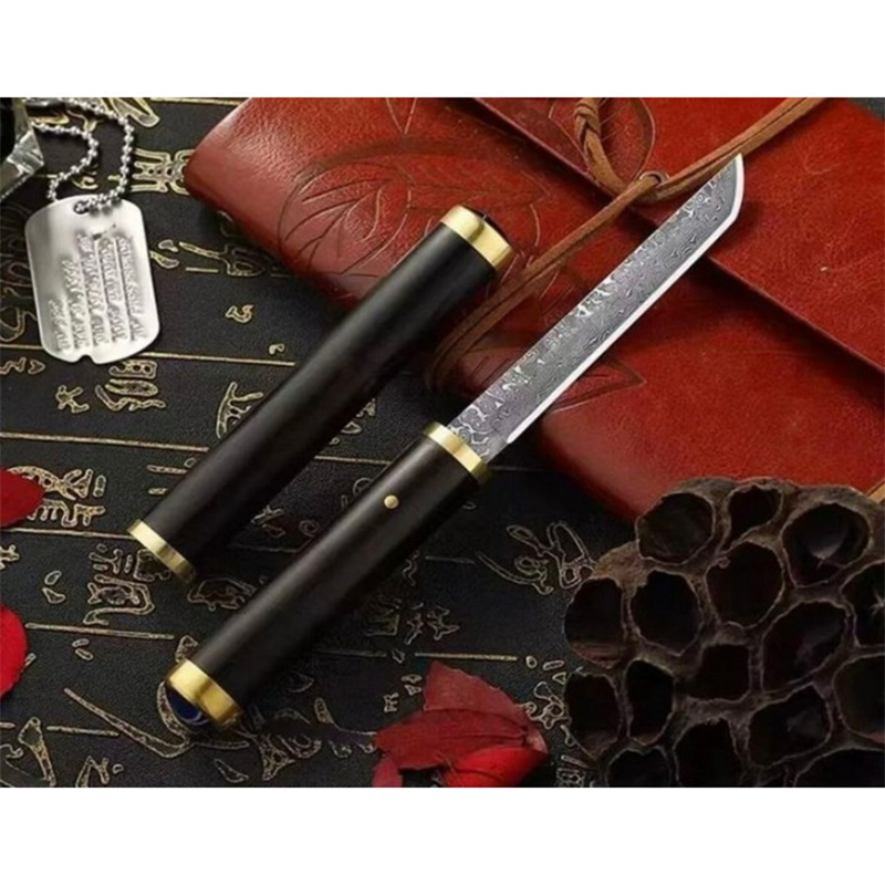 Katsuro Bıçak Japon Ruyi Jingu Bang Tanto Bıçak Damascus Av Bıçak Pirinç Uçlu - BH9186 - Görsel 5