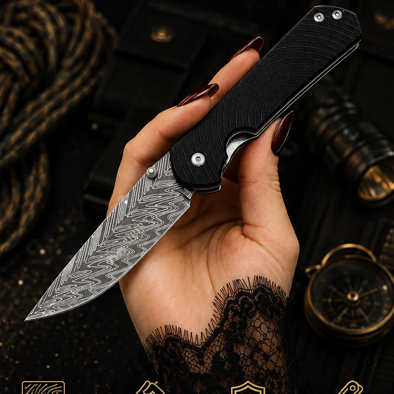 Sibirya Çakı Damascus Desenli Çakı Edc Çakı Kamp Outdoor Çakısı Piknik Çakı - S-2243