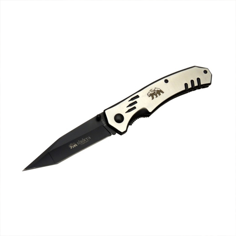 Sibirya Çakı Ayı Logolu Katlanabilir Çakı Siyah Namlu Metal Sap - S2213 - Görsel 5