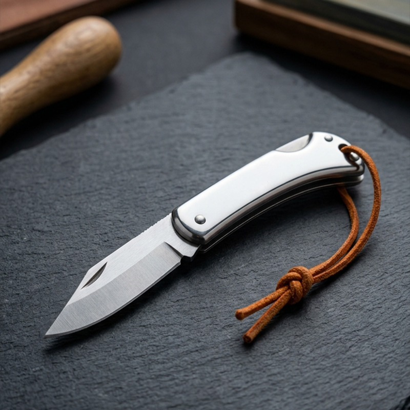 Aln Master Çakı Metal Çakı Sırttan Kilitli Gümüş Çakı Edc Çakı - Aln82 - Görsel 2
